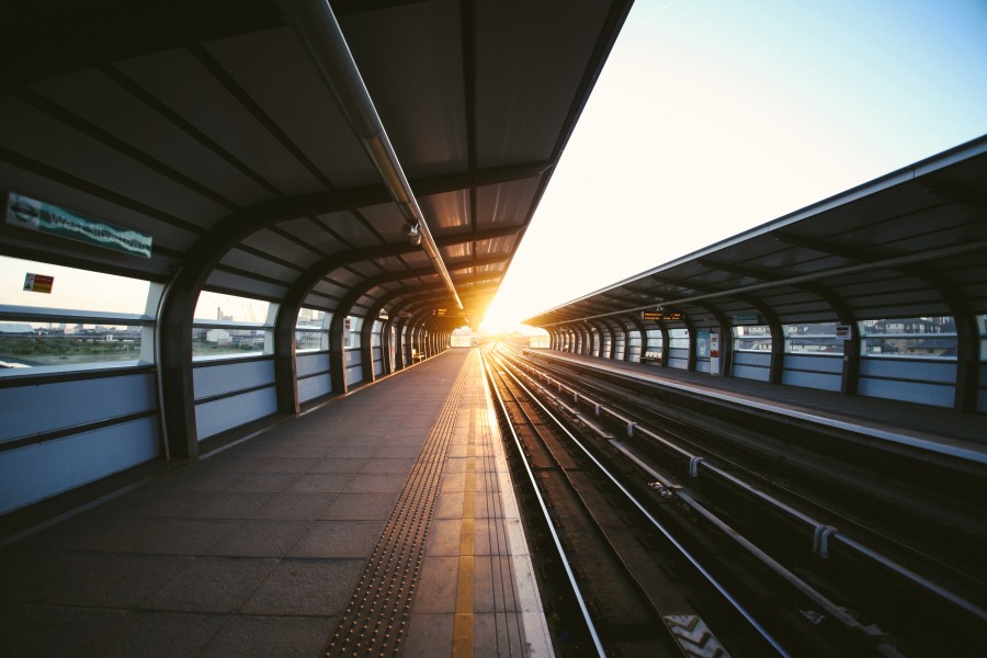 station, train, sunrise, sunset, sunlight, roads, architecture,