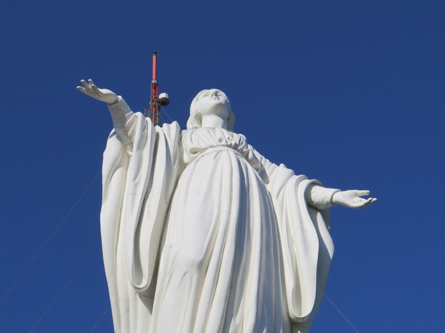Virgin, Mary, statue, hill San Cristobal, santiago, chile, latin america, america, religion, blue sky,