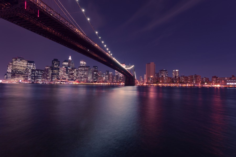 Bridge, night, city, light, lights, urban, architecture,