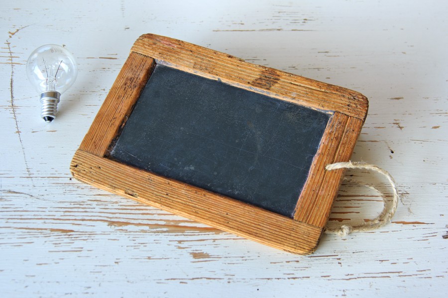 blackboard, blank, idea, concept, empty, focus, lamp, create, creation, creativity, nobody,