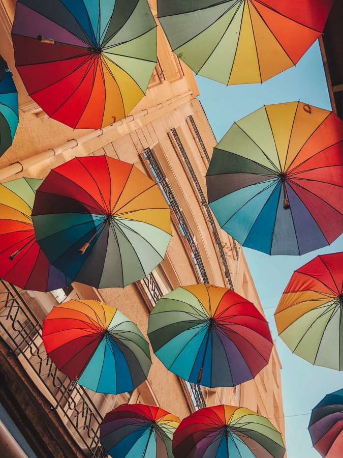 beauty, background, texture, travel, art, agueda, design, street, ornament, holiday, multicolored, portugal, city, color, colorful, pattern, sky, decoration, made, festival, weather, decorative, conceptual, culture, artistic, annual, sunny, editorial, popular, tradition, day, traditional, portuguese, variety, aveiro, handicraft, walk, contest, parade, tourism, equipment, artwork, shop, outdoor, umbrella, people, sun, anniversary, parasol, colors