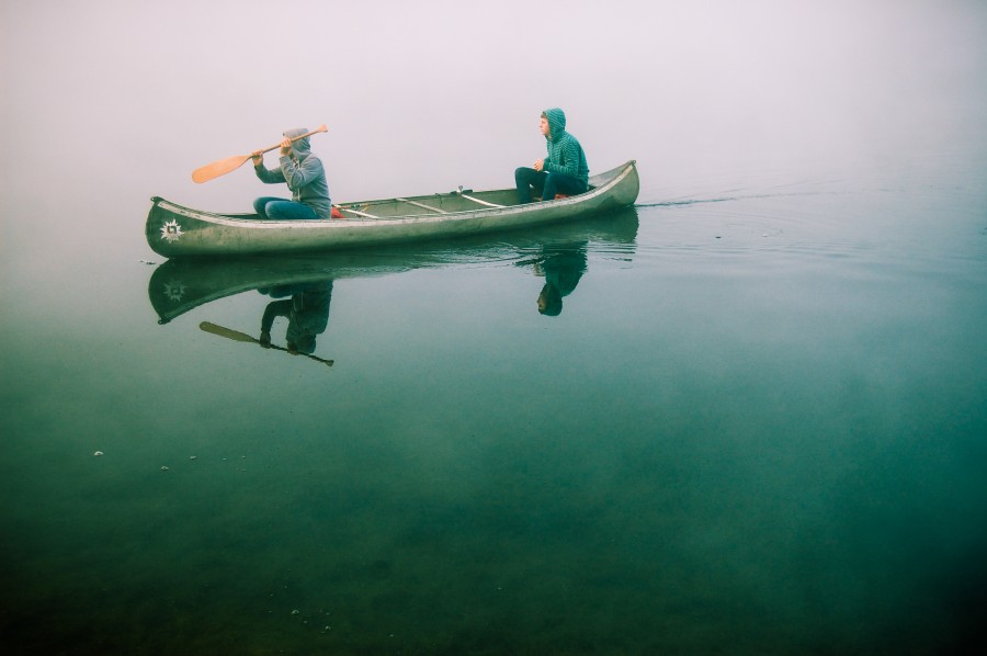 canoe, two people, river, people, rowing, paddling, lake, boat,