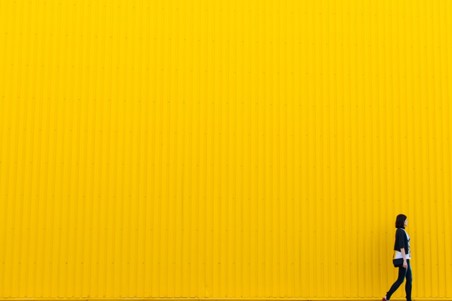 yellow, wall, building, architecture, girl, woman, people, background, 