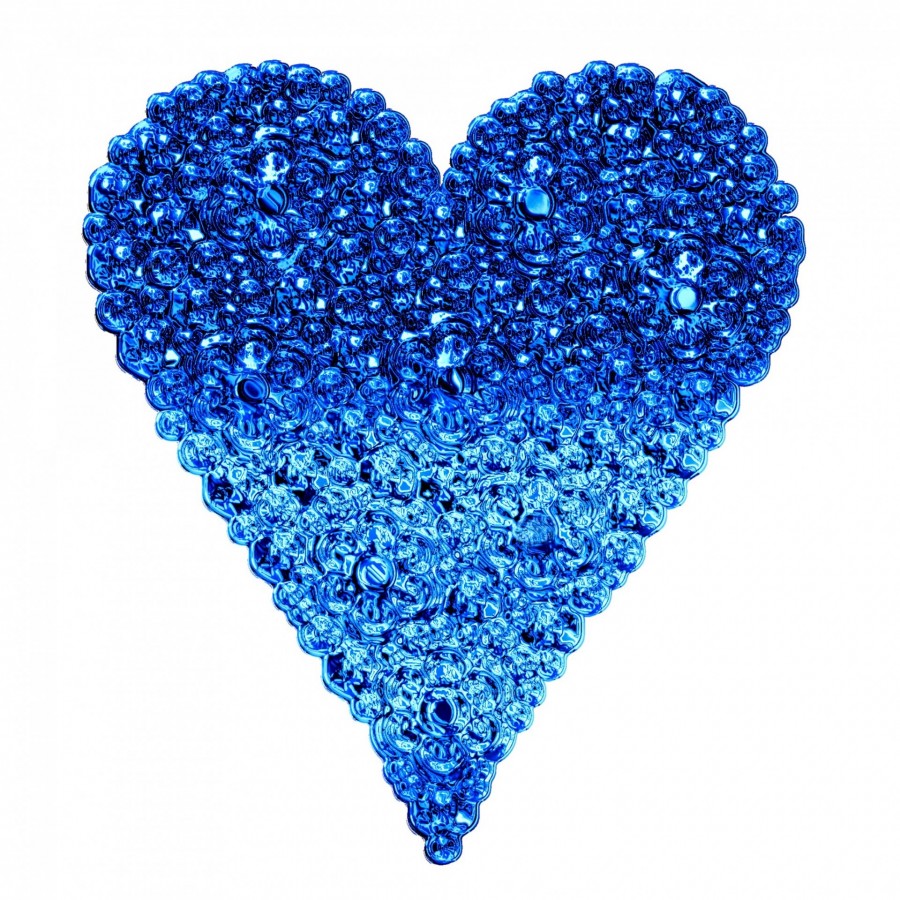 heart, love, blue, crystal, glass, stone, precious stones, white background, valentine,