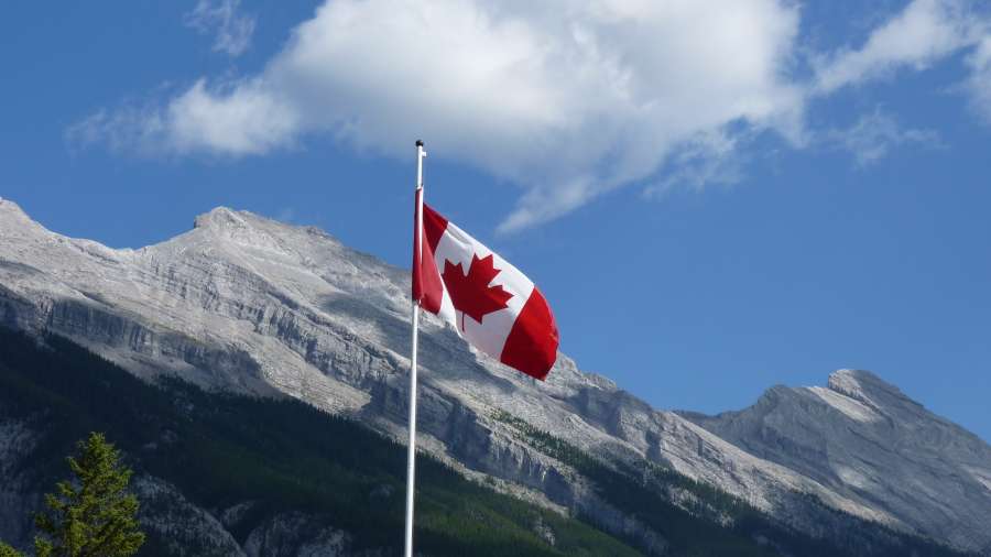Flag, Canada, Country, North America, North, Symbol, Waving, Wind, Nation, State, Nobody, Republic, outdoors, mountain, mountain range, park, landscape, 