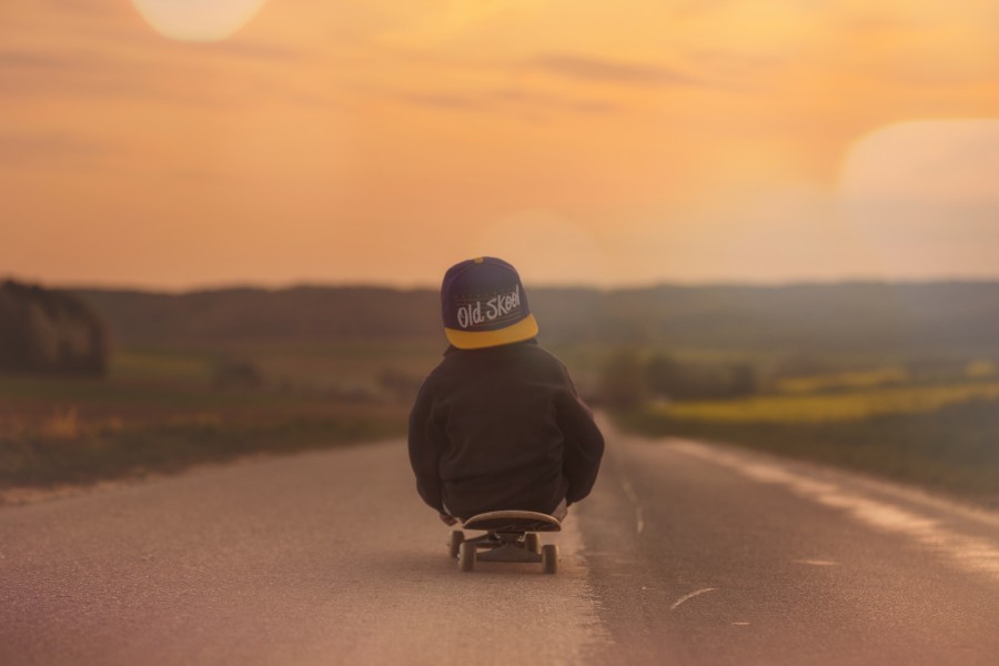 child, skate, sunset, fun, childhood, road, asphalt, concept, funny, game, play, playing, route,