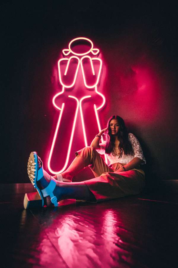 young, bright, pattern, cute, decor, design, color, colored, art, neon, black, portrait, people, shiny, colorful, decorative, beauty, happy, festive atmosphere, beautiful, female, decoration, girl, glow, closeup, light, background, person, effect, adult, fashion, feminine, girl power, 
