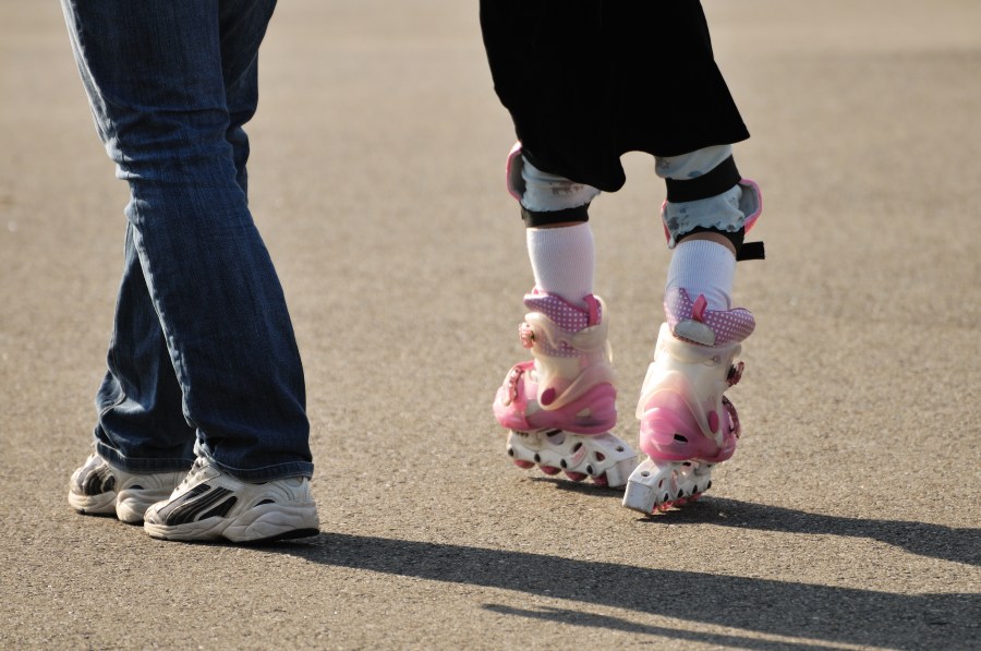 father, son, daughter, teach, teaching, learning, learning, roller, rollers, skate, skating, first, step, sports, child, children, girl, two, day, concept, people, 