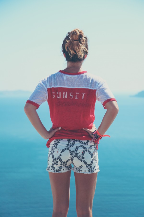 one person, people, woman, young, outside, blond, blonde, day, summer, coast, sea, travel, vacation, tourist, summertime,