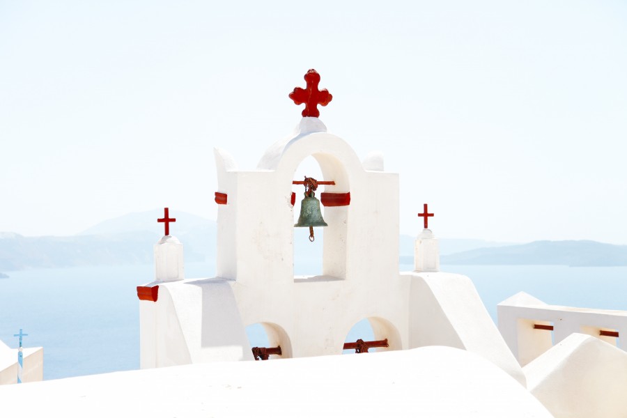 Greece, Europe, landscape, bell, red, cross, architecture,