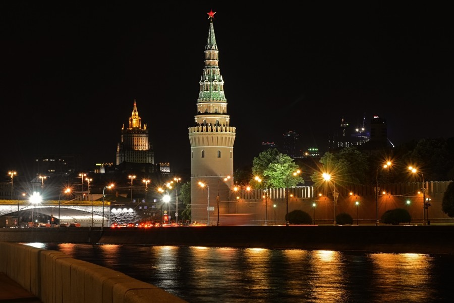 Moscow, Russia, city, capital city, night, night, kremlin, cityscape,