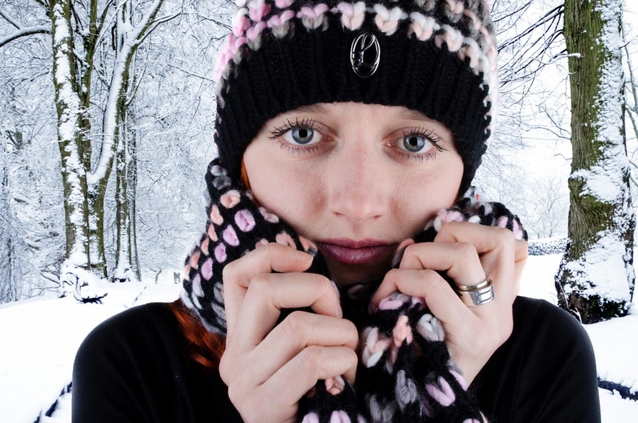 woman, young, winter, cold, 20 years, look, looking at camera, close-up, forest, snow,