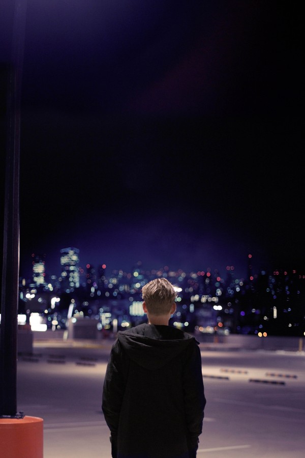 man, young, night, urban, street, city,