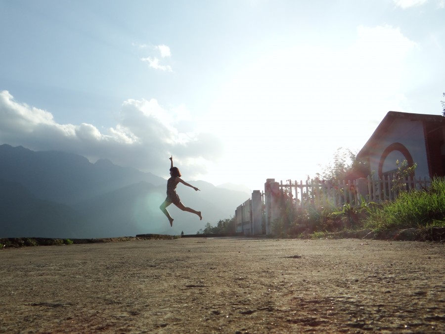 one person, people, woman, outdoor, jumping, leaping, freedom, concept, day, shape, dance, joy, fluid, flowing,