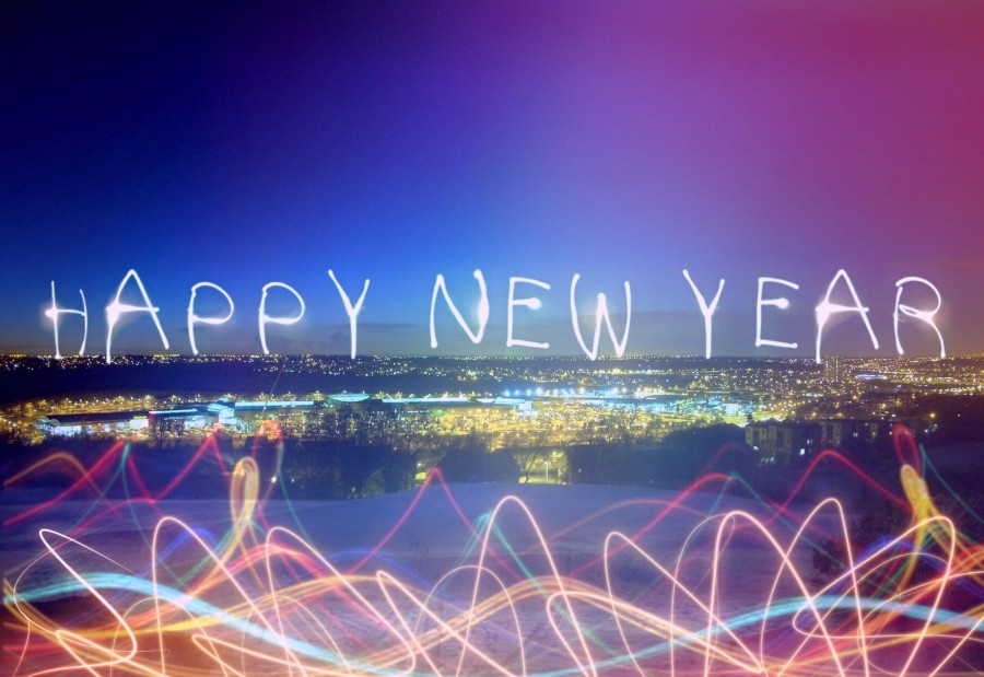 New Year, New Year's Eve, 2017, concept, light, lights, illustration, city, night,