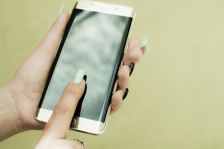 woman hands, nails, cell, technology, curved screen, edge, smartphone, new, new, mobile, smartphone, female, woman, young, gold, off, inch, modern