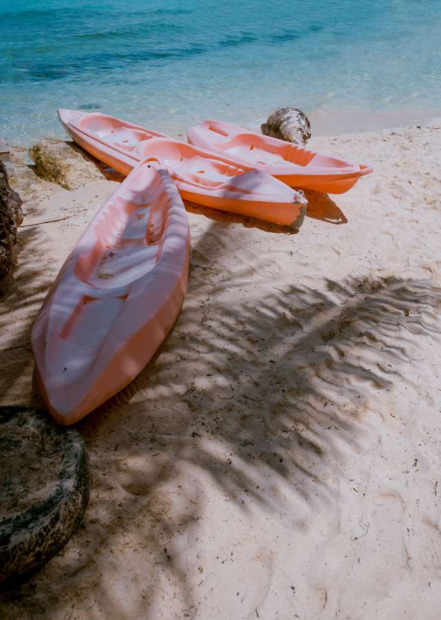 beach, tropical, kayak, exterior, nobody, boat, sand, landscape,
