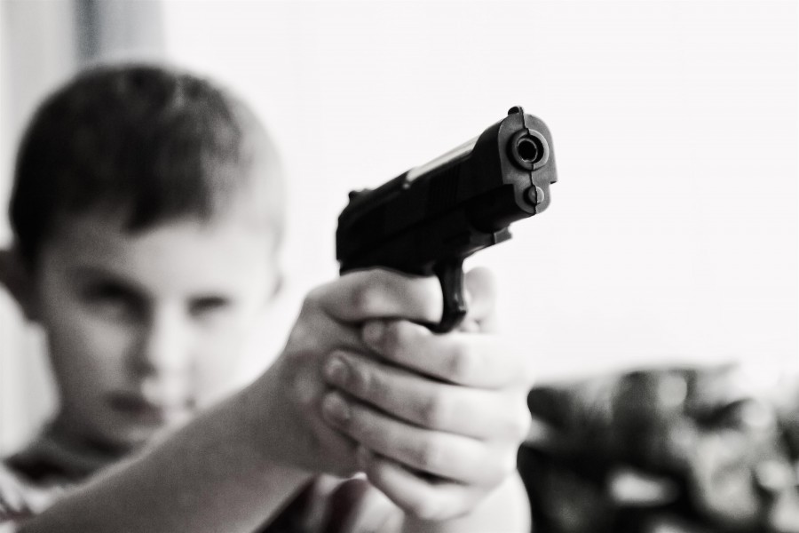 child, weapon, concept, violence, black and white, revolver, play, child, gun