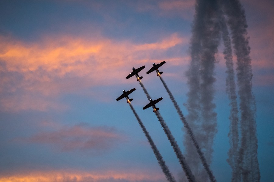 sunset, aircraft, airplanes, acrobatics, aerial, acrobatic, sky, somersault, extreme, risk, risky, bold,
