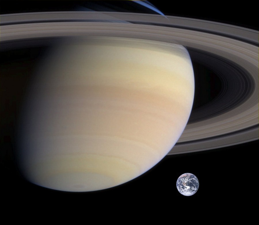 saturn, planet, earth, ring, space, space travel, solar system, comparison, concept, space, rings