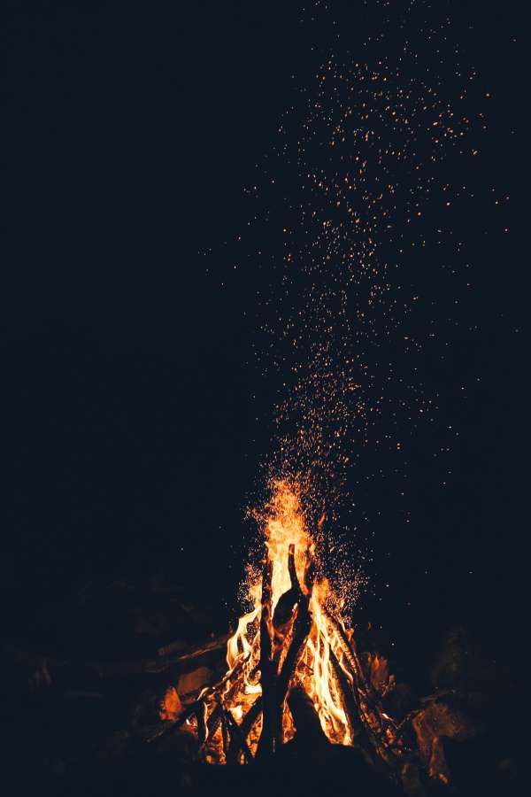 bonfire, fire, sparks, night, exterior, stove, wood, hot,
