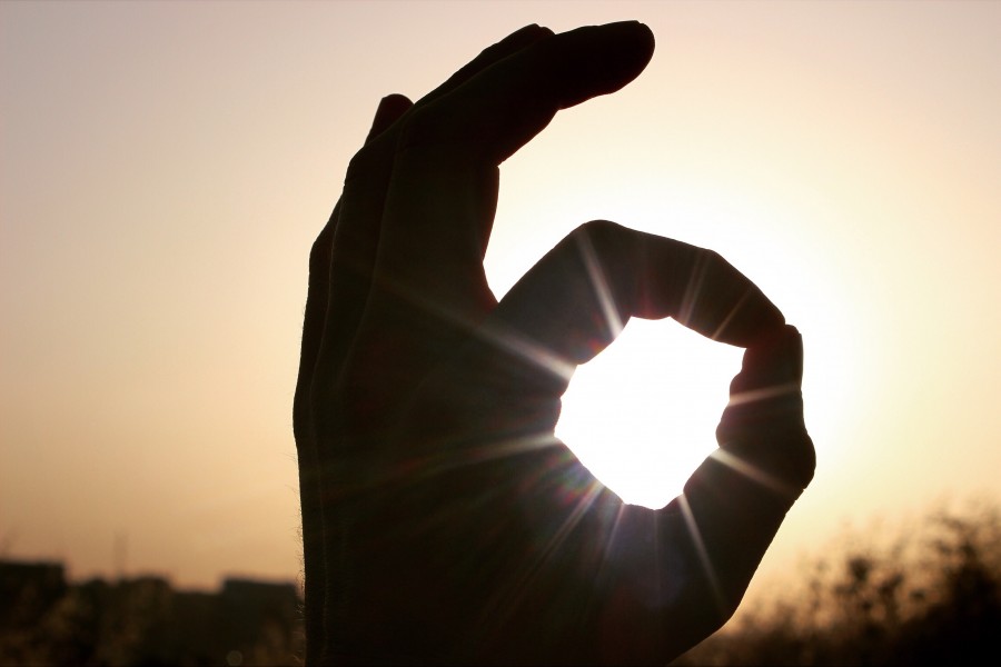 perfect, hands, silhouette, sunset, dusk, shadow, ok, gesture, fine, good, concept, 
