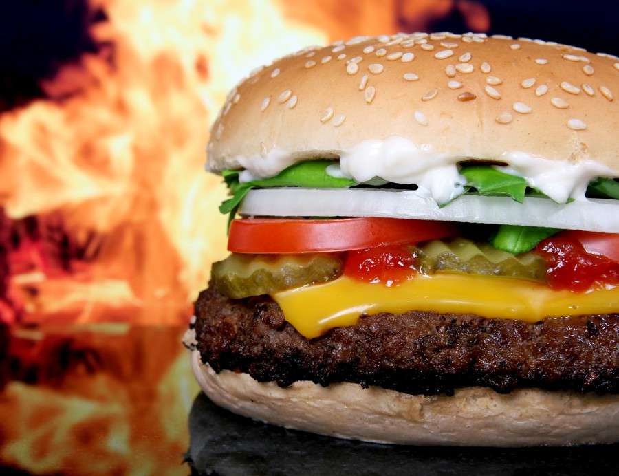 hamburger, cheese, fire, concept, fast food, meat, dish, food, cheddar cheese,