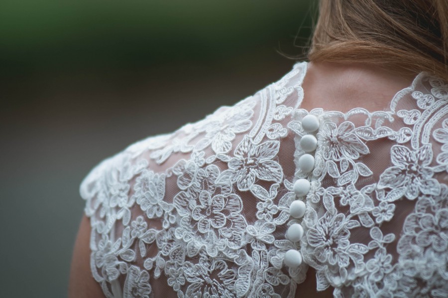 dress, elegant, gala, one person, people, woman, back, closeup, detail, white, textile, wedding, marriage, dress,