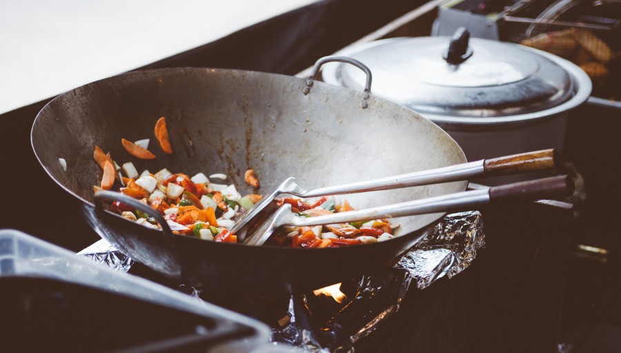 Wok, vegetables, food, kitchen, cooking, grilled, sauteed,