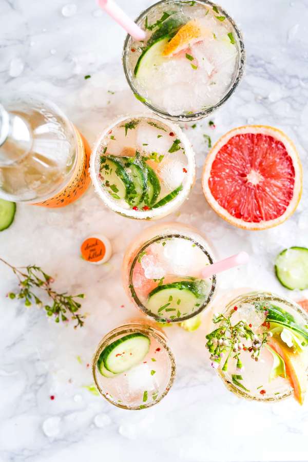 cocktail, drink, ice, alcoholic, grapefruit, cucumber, fresh, freshness, glass, sorbet, slice, fruit,