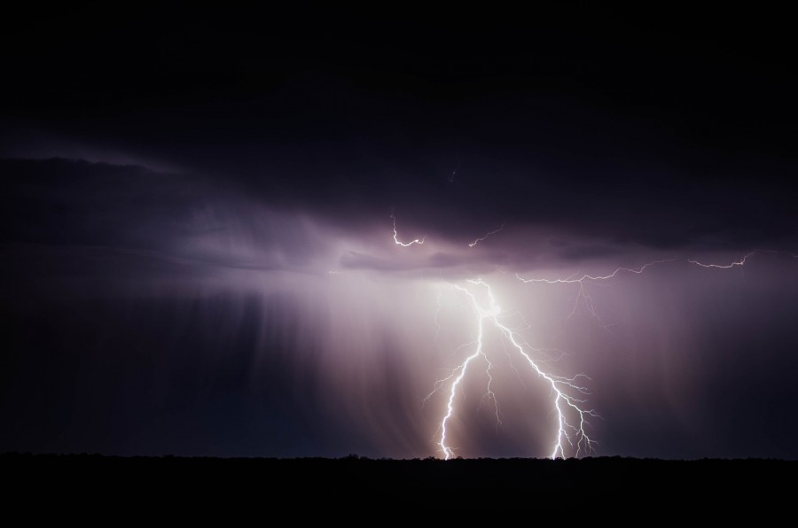 Ray, city, night, storm, weather, light, light, electric, strength, power, noise, thunder, cloud, clouds, black, black, night, landscape,
