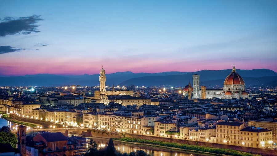 italy, florence, europe, city, cityscape, night, night, illuminated, city,