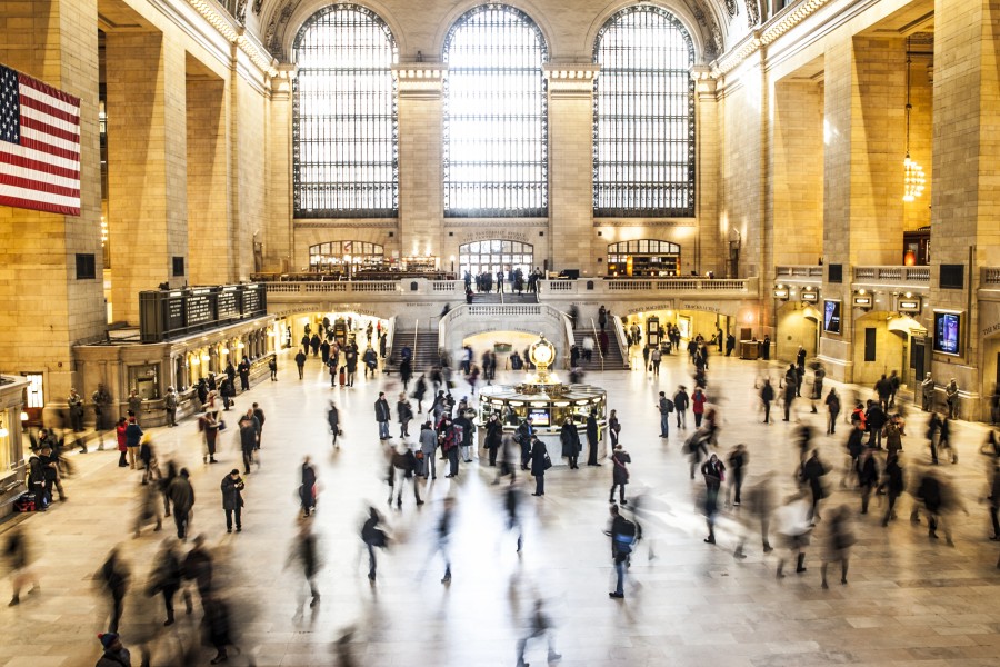 united states, usa, america, interior, station, people, movement, flag, architecture, building, interior, hurry,