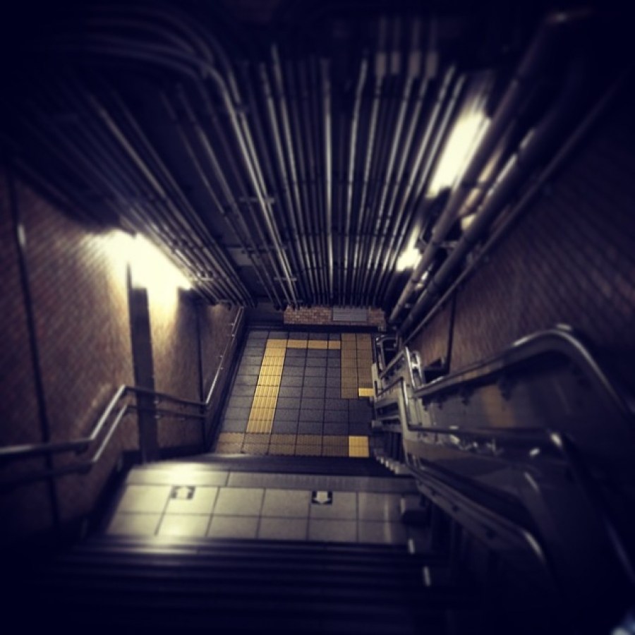 stairs, steps, subway, metro, down, night, light, lights, dark, fear nobody 