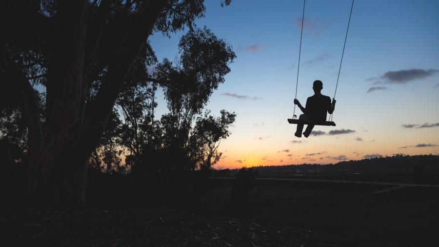 Swing, one person, people, boy, 10 years, shadow, sunset, fun, activity, outdoor, exterior, leisure, 