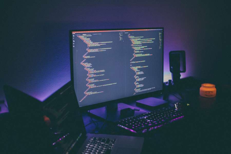 pc, technology, keyboard, internet, office, monitor, business, desk, person, computer, screen, working, black, work, night