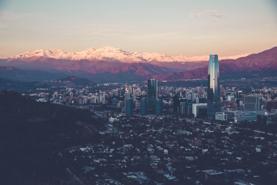 Santiago de Chile, Chile, skyline, sunset, landscape, urban, city, latin america,