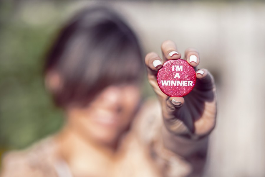 woman, cap, concept, show, winner, letter, sign, encourage, encouragement, ambition, winning, winning,  