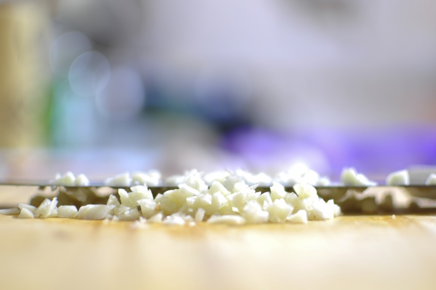 garlic, cooking, food, food, chef, gourmet, chopping, blade, bokeh effect, blur, art, cooking, chopped garlic