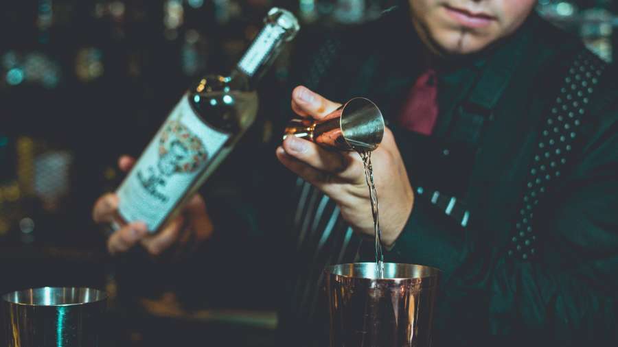 drink, alcohol, bar, glass, bartender, pub, night, male, party, nightlife, occupation, cocktail, happy, working, portrait

