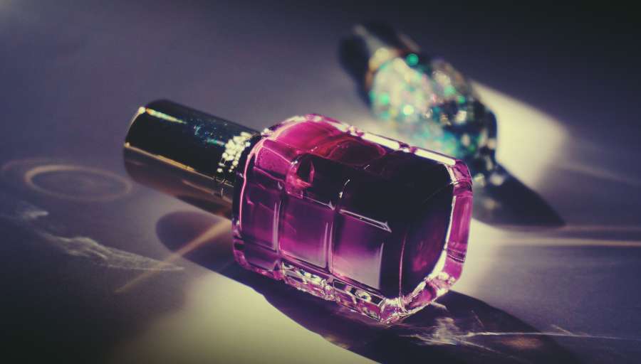bottles, bright, close-up, colors, containers, cosmetics, glass, light, nail polish, pink, reflection, enamel, nails