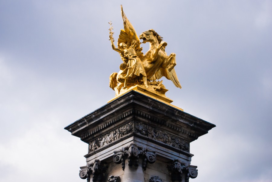 aris, France, Statue, Pont Alexandre III, bronze, gold, horse, winged, Bridge, Seine, Architecture, Monument, Gold, Beaux Arts