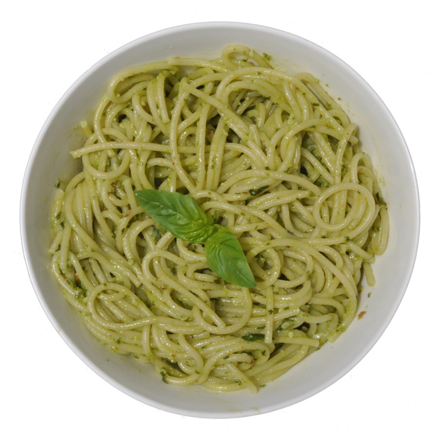 Top View, Pasta, Pasta, Noodles, Pesto, Basil, Green, Food and Drink, Spaghetti, Italian Food, White Background, Nobody,