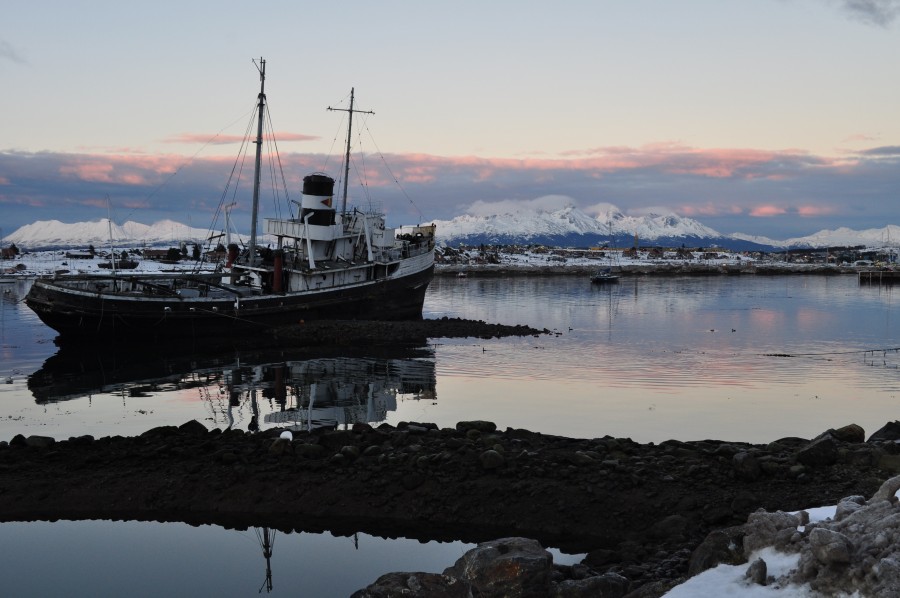 Boat, sunset, patagonia, south, argentina, landscape, winter, winter, cold, lake