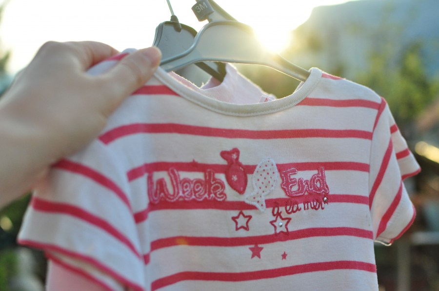 clothing, woman, shirt, pink, hanging, drying, dry, tender, perch, sunset, wash, clean, cleaning, home, outside, 