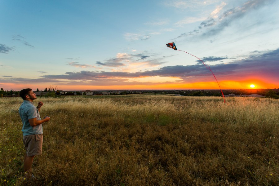 one person, people, man, young, trace, kite, play, fun, camp, outdoors, outside,