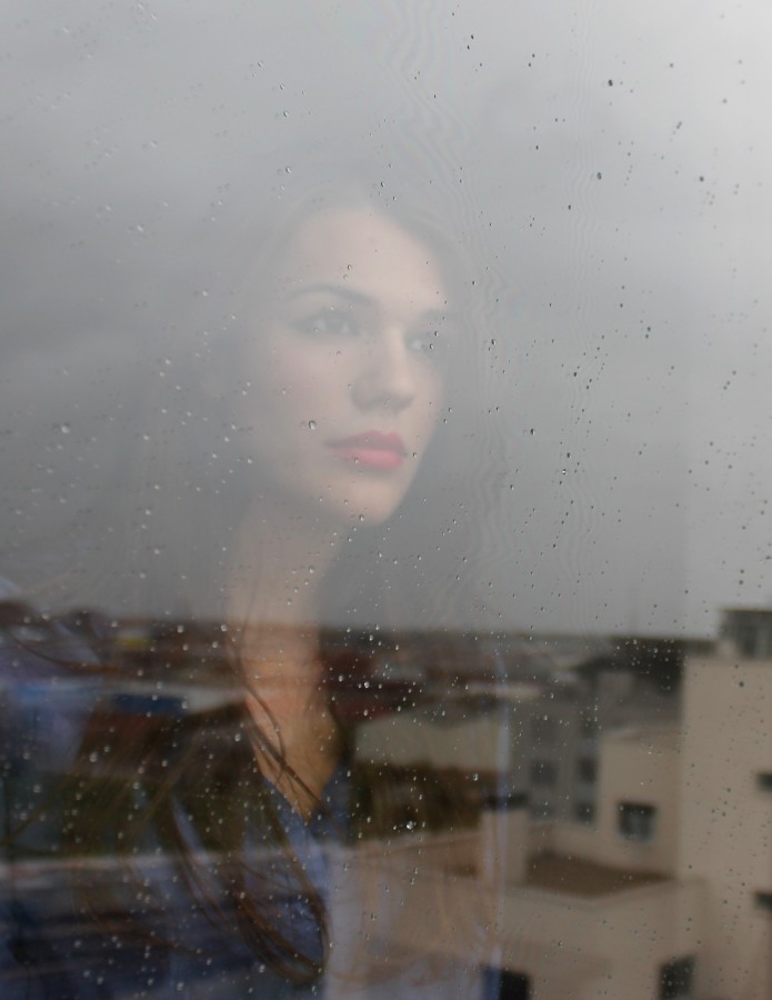 woman, reflection, window, one person, people, young, rain, rainy, day, drops, beauty, 20 years old, sad, sad, melancholy, melancholic,