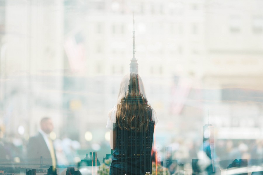 urban, window, glass, reflection, day, city, people, woman, movement, business concept,