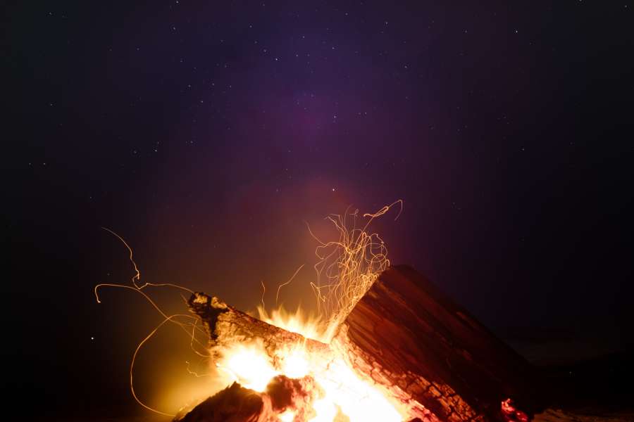 Long Exposure, Fire, Spark, Log, Logfire, Campfire, Flame, Burn, Burning, Warmth, Night, Outdoors, wallpaper HD, wallpaper
