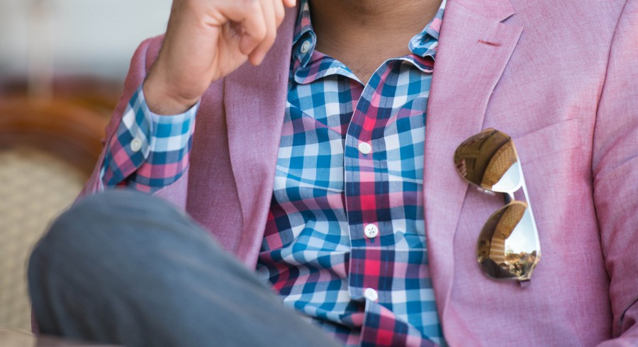 Fashion, Glasses shades, Pink, Stokpic, buttons, casual, check, jacket, male, man, plaid, smart, strawberry, style, suite, sunglasses, 